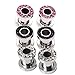 PiercingJ 6pcs Punk Rhinestone Crystal Screw Tunnels Ear Expander Stretch Plugs Piercing Gauge 2g