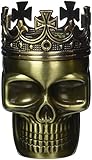 1 X Fab Detailed Crowned King Skeleton Skull Design Novelty Metal Spice Grinder Pollen Screen