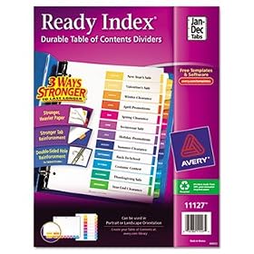 Ready Index Contemporary Table of Contents Divider, Jan-Dec, Multi, Letter