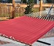 Double Crimson Summer Quilted Hammock with Heavy Duty Hammock Stand