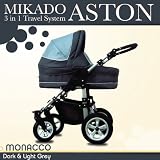Aston 3 in 1 Travel System Baby Pram & Pushchair with Car Seat in over 50 colours-MONACCO'