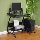 Studio RTA Metro Metal , Glass Computer Cart in Black