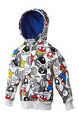 Nintendo Super Mario Boys' Sweatshirt Hoodie 1 Pack White - Medium