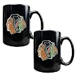 Chicago Blackhawks 2pc Black Ceramic Mug Set - Primary Logo NHL Hockey