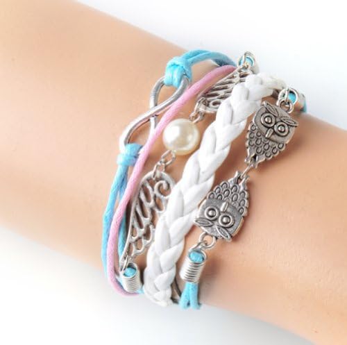 HUMASOL Charms Leather Rope Knit Wrap Bracelet Gift