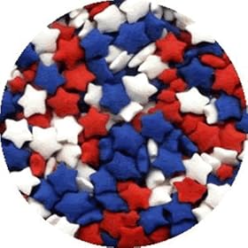 Patriotic Cake Decorations - STARS RED, WHITE, BLUE EDIBLE Candy Confetti Sprinkles for Cakes, Cupcakes & Cookies