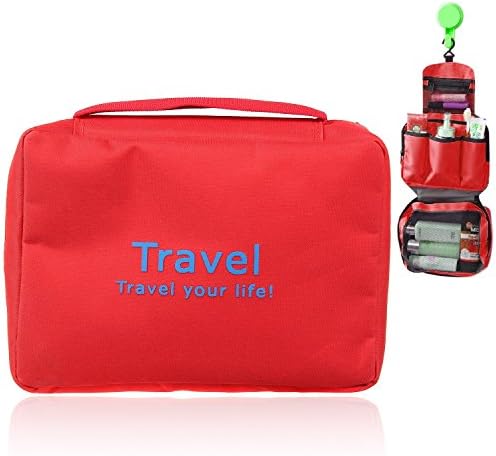 Gazumi Portable Moisture-proof High Quality Fabric Zipper Travel Bag Drawer Dividers Essentials Hanging Cosmetic and Grooming,bra Underwear Storage Bag Organizer Household Travel Must red