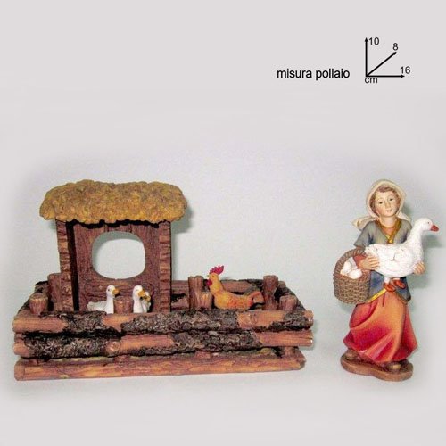 Scenario pollaio c/donna per presepe 