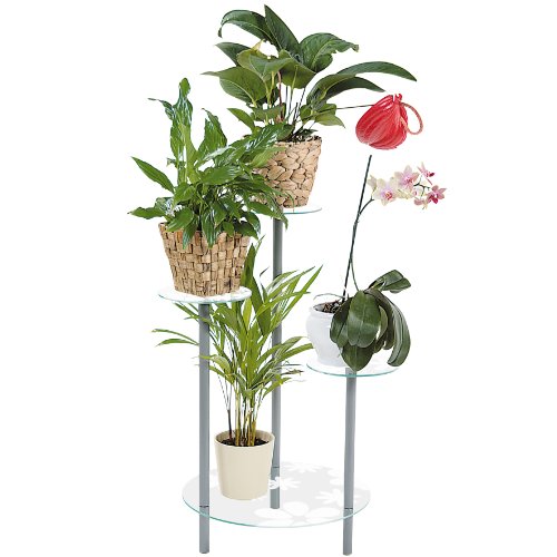 Blumenständer mit weißem Blumenmotiv im Glas