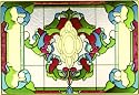 Victorian Classic Burgundy Art Glass Panel Wall Window Hanging Suncatcher 14 x 20