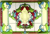 Victorian Classic Burgundy Art Glass Panel Wall Window Hanging Suncatcher 14 x 20