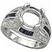 0.37 Ct.T.W. Round Brilliant Cut Diamonds, 0.14 Ct.T.W. Blue Sapphire, 14K White Gold. Diamond and Blue Sapphire Engagement Ring, Semi-Mount Setting (Center stone is not included)