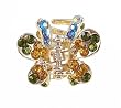 Hair Clip - H4- Crystal Butterfly Flower - Sm Size (7/8" x 11/16") ~ Topaz & Olive (Gold and Green)