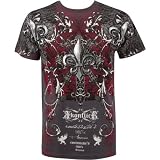 Vines and Fleur De Lis Metallic Silver Short Sleeve Crew Neck Cotton Mens Fashion T-Shirt