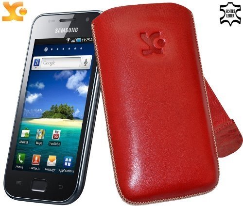 Suncase Ledertasche (Lasche mit R&uuml;ckzugfunktion) f&uuml;r Samsung Galaxy S Super Clear LCD (i90 Preisvergleich