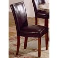 Kansas Cherry Brown Leather Parson Chair (Set of 2)