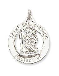 Sterling Silver Solid Saint Christopher Religious Medal