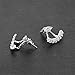 KeyZone 2 Pcs Nice Leaf Ear Stud Front & Back Earrings for Girls (Silver)