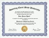 Sporting Event Sports Events Degree: Custom Gag Diploma Doctorate Certificate (Funny Customized Joke Gift - Novelty Item)
