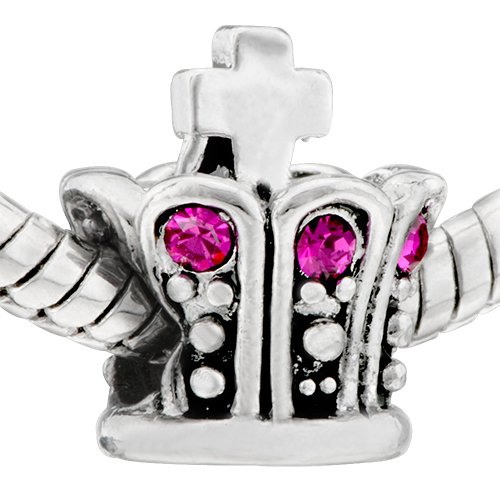 Cross Crown Crystal Bead - Pandora Charm Bracelet Compatible