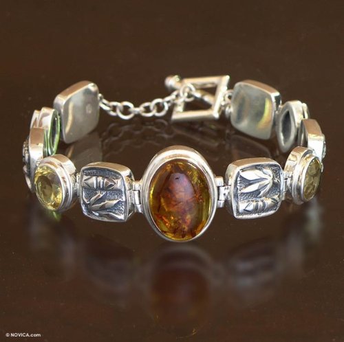 Amber and citrine bracelet, 'Tropical Elegance' 0.8 W 7.5 L