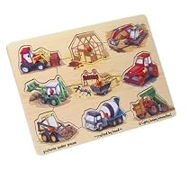 Wooden Construction 9-piece Peg Puzzle