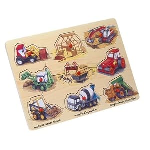 Wooden Construction 9-piece Peg Puzzle