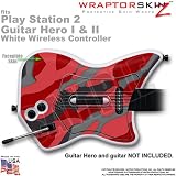 PS2 Guitar Hero I & II White Wireless Controller Skin Camouflage Red by WraptorSkinz TM (GUITAR NOT INCLUDED)