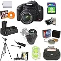 Canon EOS Digital Rebel XSi 12MP Digital SLR Camera with EF-S 18-55mm f/3.5-5.6 IS Lens (Black) + Opteka Vertical Battery Grip & 4GB Pro Accessory Kit