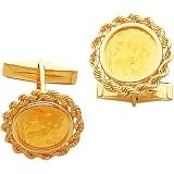 14K Gold 1/20oz Panda Coin Bezel Cuff Links Jewelry