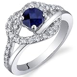 Rhythmic Harmony 0.75 Carats Blue Sapphire Ring in Sterling Silver Size 5 to 9 Free Shipping