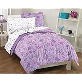 Dream Factory Purple Princess Hearts And Crowns Girls Comforter Set, Multi, Twin