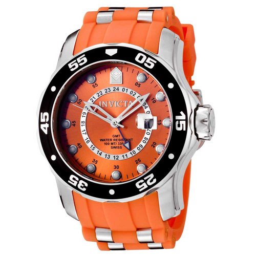 Invicta Men's 6990 Pro Diver Collection GMT Orange Dial Orange Polyurethane Watch