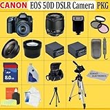 Canon EOS 50d 15.1mp SLR Digital Camera (Includes Manufacturer's Supplied Accessories) with 28-80mm Lens + SSE Huge 8GB, Lens & Tripod Accessories Package