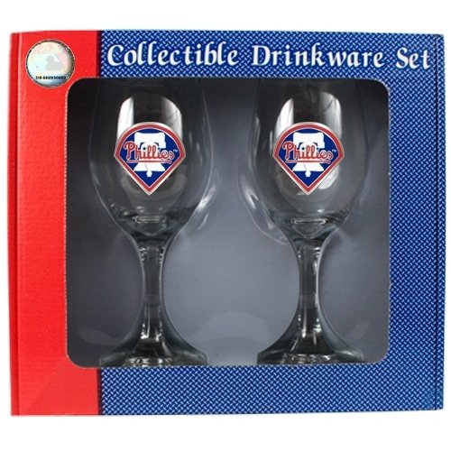 Sports MLB PHILLIES 14 oz. Wine Glass Set of 2/Glass