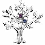 14K White Gold Tree-Shaped Mother's Brooch - 2 Gemstone -- YOU CHOOSE THE COLORS!