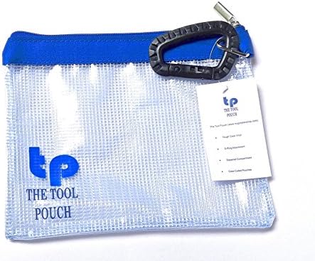 The Tool Pouch + Carabiner. Tough Transparent Small Tools and Accessories Pouch (Blue)