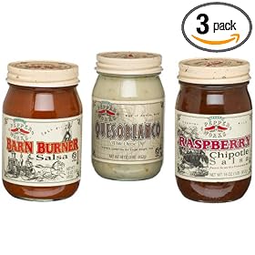 Texas Pepper Works Texas Salsa Trio (Raspberry Chipotle, Barn Burner and Queso Blanco),...
