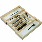 Kesper 17084 Variabler Besteckkasten Kiefernholz ausziehbar von 35 - 58 cm, hellem Holz