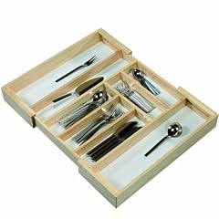 Kesper 17084 Variabler Besteckkasten Kiefernholz ausziehbar von 35 - 58 cm, hellem Holz