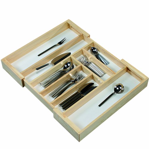 Kesper 17084 Variabler Besteckkasten Kiefernholz ausziehbar von 35 - 58 cm, hellem Holz