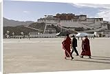 Canvas Prints of Monks carrying umbrellas to shield against the sun, in front of the Potala from Robert Harding