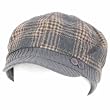 Wool Plaid Ribbed Knit Newsboy Cabbie Cap Hat Charcoal