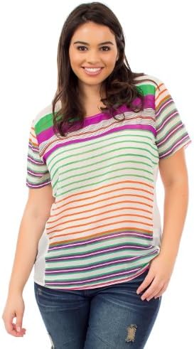 Haute 18 Plus Size Plus Size Sheer Striped Chiffon Top