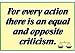 Novelty Sign: Action Criticism (for every action there is an equal & opposite criticism)