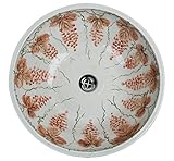 信楽焼　紅ぶどう絵 洗面ボール 洗面ボウル 手洗い鉢 オシャレ 洗面台 洗面化粧台 洗面鉢 陶器 信楽焼 tr-3087 (Pトラップ配管セット, 蛇口【se-0001】セット)