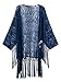 Choies Women's Crochet Lace Fringe Open Front Bating Sleeve Kimono