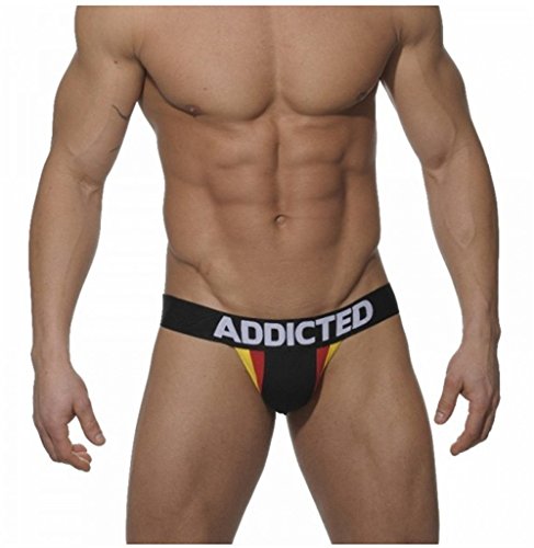 R LivE Men's See Through Jockstrap Thongs - Large - Black