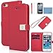iPhone 5s case,iPhone SE case,iPhone 5 case,by Ailun,Wallet case,PU Leather case,Credit Card Holder,Flip Cover Skin[Red] with Screen Protect and styli Pen