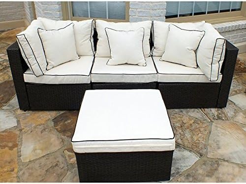 Wicker Patio Hampton Sofa with Ottoman